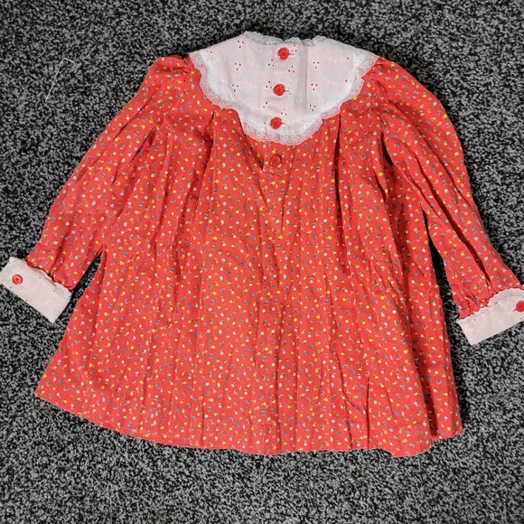 Vintage Handmade Calico Red Floral Dress - Picture 2 of 3